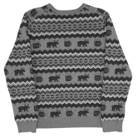GH Bass Sweater Mens Small Crewneck Pullover Moose Beer Mug Wool Blend Novelty - Picture 7 of 11